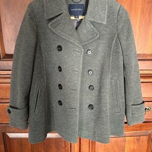 Lands' End Women's Charcoal Pea Coat